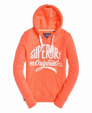 Superdry MFG Női Kapucnis Pulóver Korall/Fehér | UELKJ8491